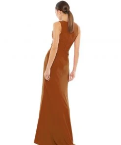 Ieena For Mac Duggal Pleated Bodice Jersey Column Gown
