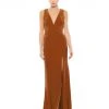 Ieena For Mac Duggal Pleated Bodice Jersey Column Gown