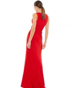 Ieena For Mac Duggal Pleated Bodice Jersey Column Gown