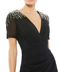 Ieena For Mac Duggal Sequined Embellished Shoulder Evening Gown 5 Ieena For Mac Duggal Sequined Embellished Shoulder Evening Gown