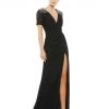 Ieena For Mac Duggal Sequined Embellished Shoulder Evening Gown