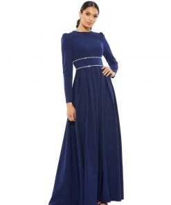 Ieena For Mac Duggal Shop For A-Line Rhinestone Waist Evening Gown