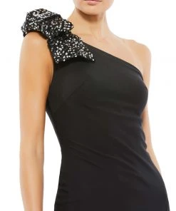 Ieena For Mac Duggal Sequined Bow One-Shoulder Gown Shop For