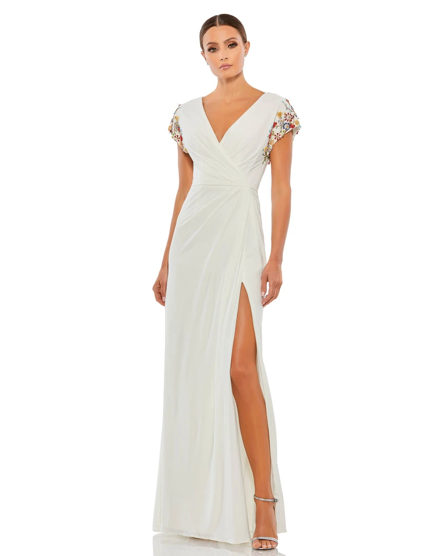Mac Duggal Shop For Embellished Sleeve Jersey Wrap Gown 4 Mac Duggal Shop For Embellished Sleeve Jersey Wrap Gown