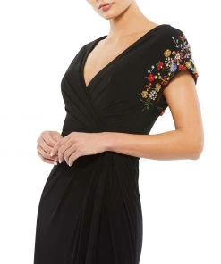 Mac Duggal Shop For Embellished Sleeve Jersey Wrap Gown 9 Mac Duggal Shop For Embellished Sleeve Jersey Wrap Gown