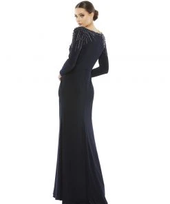 Mac Duggal Shop For Faux Wrap Jersey Gown W/ Embellished Accents