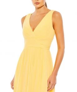 Ieena For Mac Duggal Shop For Chiffon Sleeveless Wrap Over A Line Gown