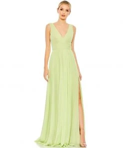 Ieena For Mac Duggal Shop For Chiffon Sleeveless Wrap Over A Line Gown