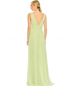 Ieena For Mac Duggal Shop For Chiffon Sleeveless Wrap Over A Line Gown