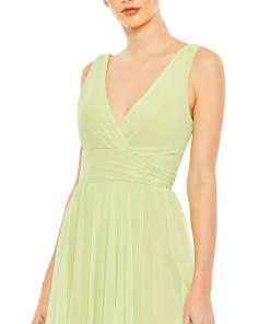 Ieena For Mac Duggal Shop For Chiffon Sleeveless Wrap Over A Line Gown