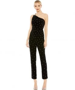 MAC Jumpsuits & Rompers All Over Rhinestone One Shoulder Jumpsuit | Sample | Sz. 2
