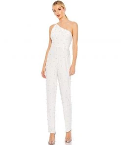 MAC Jumpsuits & Rompers All Over Rhinestone One Shoulder Jumpsuit | Sample | Sz. 2