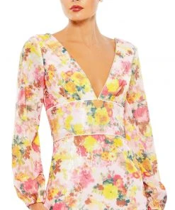 Ieena For Mac Duggal Sequined Floral Long Sleeve Mini Dress Shop For