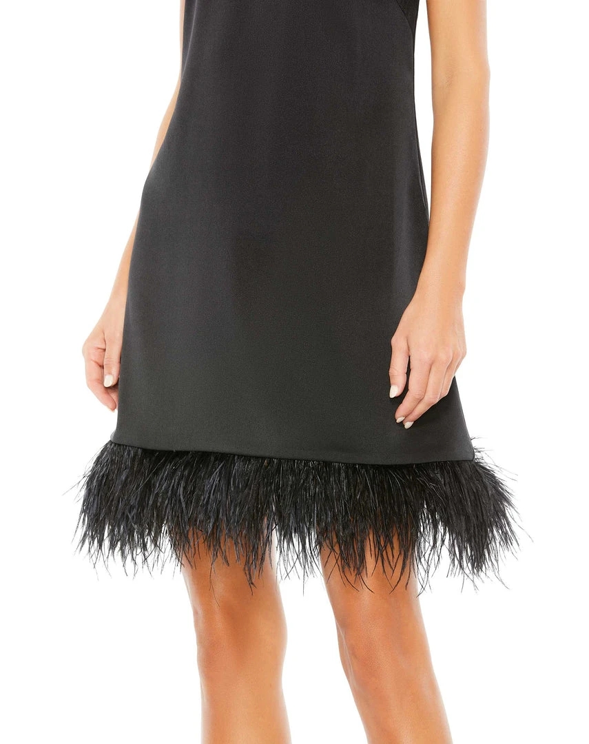 Ieena For Mac Duggal Feathered Hem High Neck Sleeveless A Line Dress Shop For 3 Ieena For Mac Duggal Feathered Hem High Neck Sleeveless A Line Dress Shop For