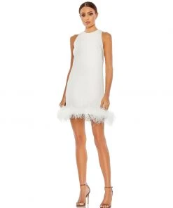 Ieena For Mac Duggal Feathered Hem High Neck Sleeveless A Line Dress Shop For 16 Ieena For Mac Duggal Feathered Hem High Neck Sleeveless A Line Dress Shop For