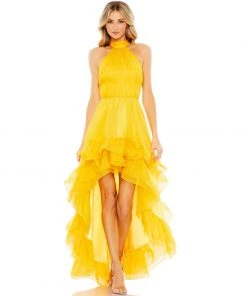 Ieena For Mac Duggal Shop For Ruffle Tiered High Low Pleated Halter Neck Gown 15 Ieena For Mac Duggal Shop For Ruffle Tiered High Low Pleated Halter Neck Gown