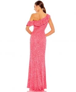 Mac Duggal Shop For Sequined Drop Shoulder Trumpet Gown