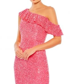 Mac Duggal Shop For Sequined Drop Shoulder Trumpet Gown