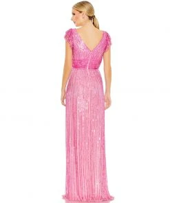 Mac Duggal Embellished Flutter Cap Sleeve A Line Gown Shop For