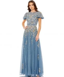 Mac Duggal Shop For Embellished Butterfly Sleeve High Neck Gown