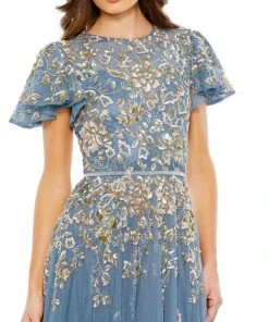 Mac Duggal Shop For Embellished Butterfly Sleeve High Neck Gown