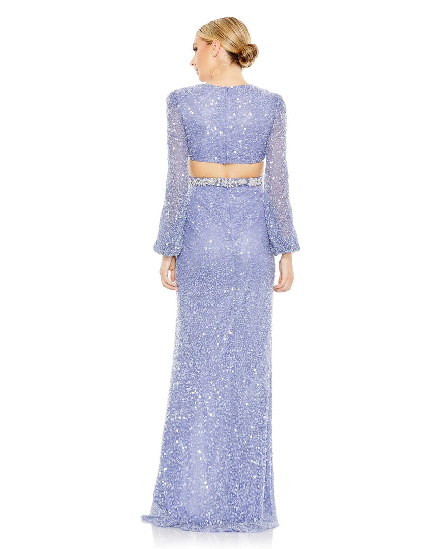 Mac Duggal Sequined Faux Wrap Cut Out Puff Sleeve Gown Shop For 2 Mac Duggal Sequined Faux Wrap Cut Out Puff Sleeve Gown Shop For