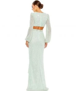 Mac Duggal Sequined Faux Wrap Cut Out Puff Sleeve Gown Shop For 16 Mac Duggal Sequined Faux Wrap Cut Out Puff Sleeve Gown Shop For