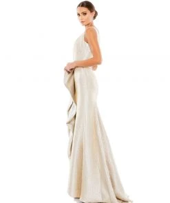 Mac Duggal One Shoulder Metallic Ruffled Evening Gown Shop For