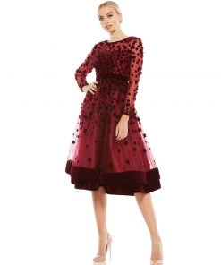 Mac Duggal Shop For Elegant Velvet Floral Cocktail Dress