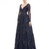 Mac Duggal Midnight Long Sleeve Embellished Evening Gown Shop For