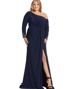 Mac Duggal sale2022 40 Mac Duggal Ruched Drop Shoulder Jersey Gown (Plus)
