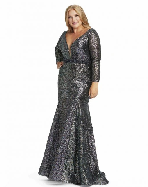 Mac Duggal Multi-Colored Sequined Trumpet Gown (Plus) 4 Mac Duggal Multi-Colored Sequined Trumpet Gown (Plus)