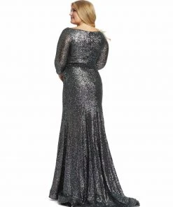 Mac Duggal Multi-Colored Sequined Trumpet Gown (Plus)
