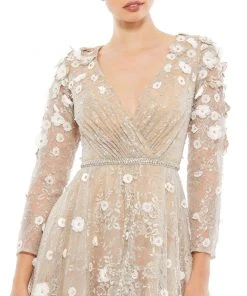 Mac Duggal Floral Embellished Lace A-Line Cocktail Dress Shop For