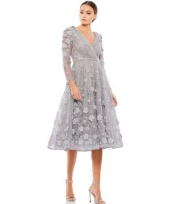 Mac Duggal Floral Embellished Lace A-Line Cocktail Dress Shop For