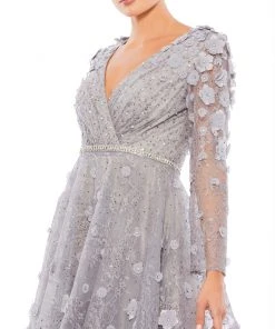 Mac Duggal Floral Embellished Lace A-Line Cocktail Dress Shop For