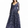 Mac Duggal Floral Applique Sequined Gown (Plus) Mother Of The Bride + Groom Dresses