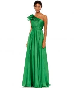 Mac Duggal Pleated One Shoulder Chiffon Gown Bridesmaid Dresses