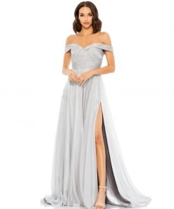 Mac Duggal Off The Shoulder Ruched A Line Gown