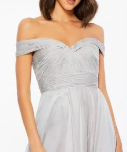 Mac Duggal Off The Shoulder Ruched A Line Gown