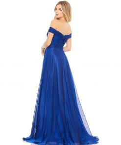 Mac Duggal Off The Shoulder Ruched A Line Gown