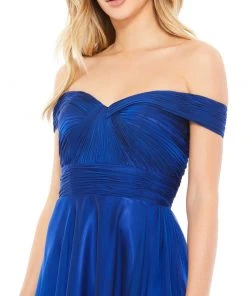 Mac Duggal Off The Shoulder Ruched A Line Gown