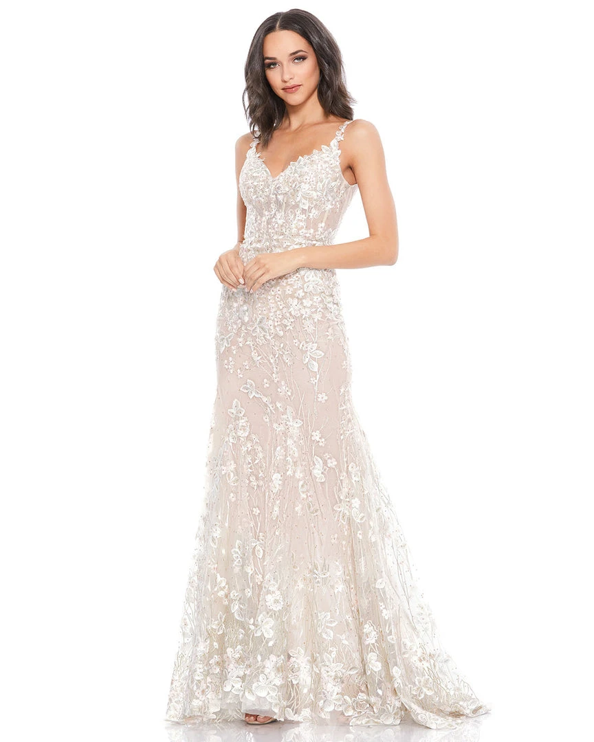 Mac Duggal Floral Embroidered Corset Bodice Gown 1 Mac Duggal Floral Embroidered Corset Bodice Gown