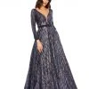Mac Duggal Long Sleeve Sequined Ballgown Mother Of The Bride + Groom Dresses