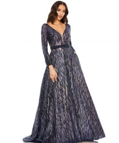 Mac Duggal Long Sleeve Sequined Ballgown Mother Of The Bride + Groom Dresses