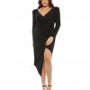 Mac Duggal Shop For Rhinestone Embellished Faux Wrap Jersey Dress (Plus)