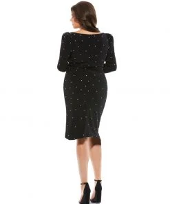 Mac Duggal Shop For Rhinestone Embellished Faux Wrap Jersey Dress (Plus)