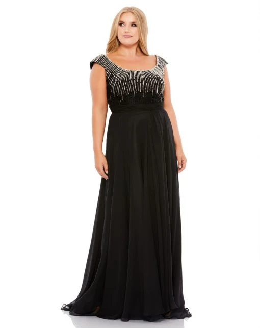 Mac Duggal Plus Size Beaded Cap Sleeve A Line Gown (Plus) 5 Mac Duggal Plus Size Beaded Cap Sleeve A Line Gown (Plus)