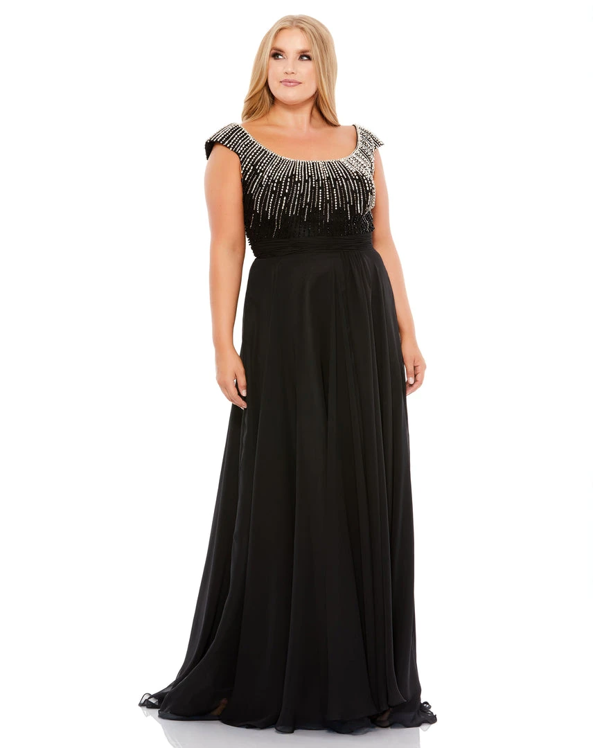Mac Duggal Plus Size Beaded Cap Sleeve A Line Gown (Plus) 1 Mac Duggal Plus Size Beaded Cap Sleeve A Line Gown (Plus)