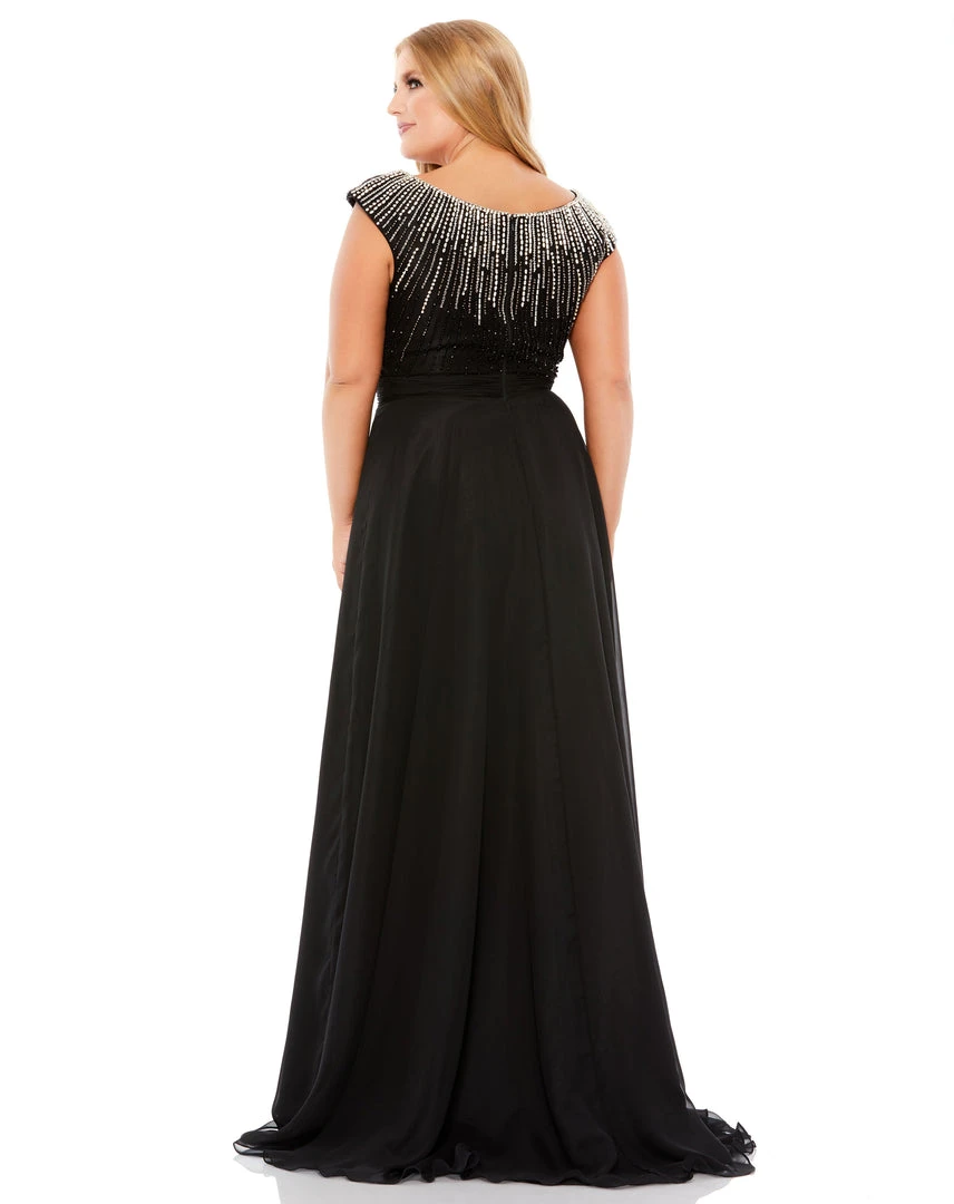Mac Duggal Plus Size Beaded Cap Sleeve A Line Gown (Plus) 2 Mac Duggal Plus Size Beaded Cap Sleeve A Line Gown (Plus)